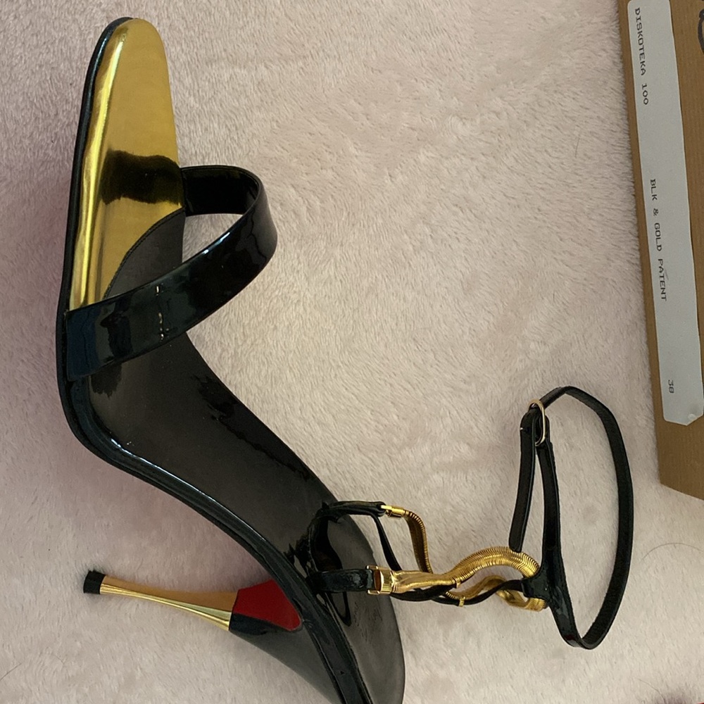 Christian Louboutin Black & Gold Patent Heels – Brand New - Picture 3 of 3